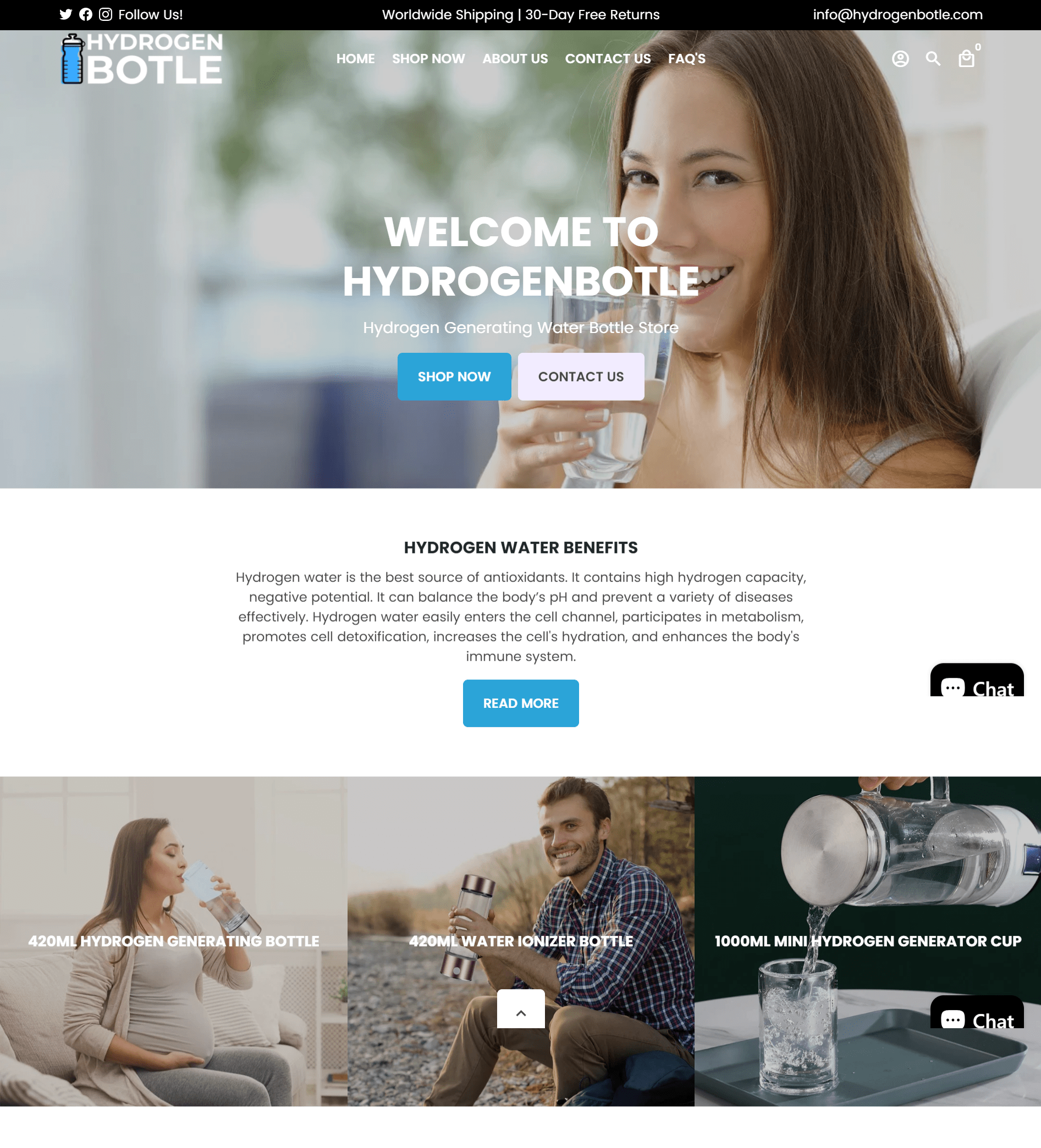 HydrogenBotle ( Hydrogen Generating Water Bottle Store)